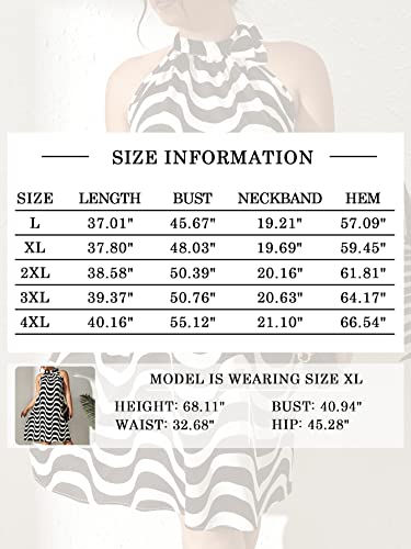 Scomchic Women's Casual Sleeveless Tie Halter Neck Sleeveless Plus Size Black Midi Dress Swing A-Line Loose Vacation Dress Xl #TOP7