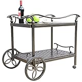 Küchenwagen für drinnen und draußen, mit Weinregal und zwei Ablagen, Aluminium-Möbel für...