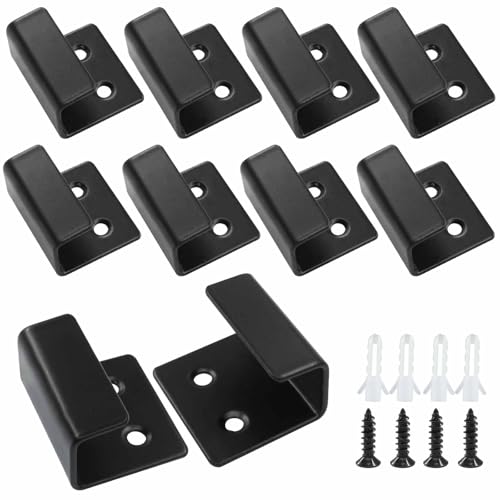 Image of Bivethoi 10 Pcs Tile Display Wall Hanger, Stainless Steel Wall Mount Brackets Hook, Heavy Duty Tile Hanger for Mirrors, Picture Frame Ceramic Wall Display (Large Size, Black)