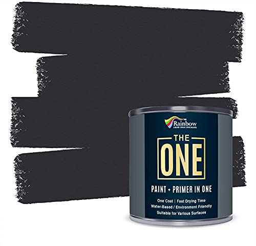 THE ONE All-In-One Paint & Primer - Charcoal Matte, 84.5 Fl Oz/2.5 Liter | 1 Coat Formula | Easy Indoor & Outdoor Decorating for Home & Garden Walls, Floors & Furniture | Water-Based & Low VOC