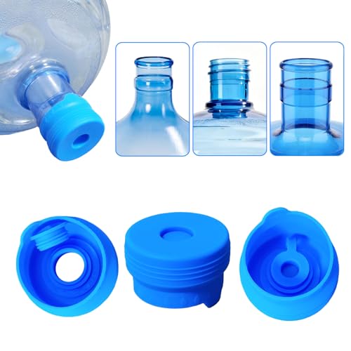 3 Pack 3 and 5 Gallon Water Jug Cap Upgrade Silicone Reusable Replacement Caps Non Spill Lids for 55mm Standard/Screw/Crown Tops Water Bottle