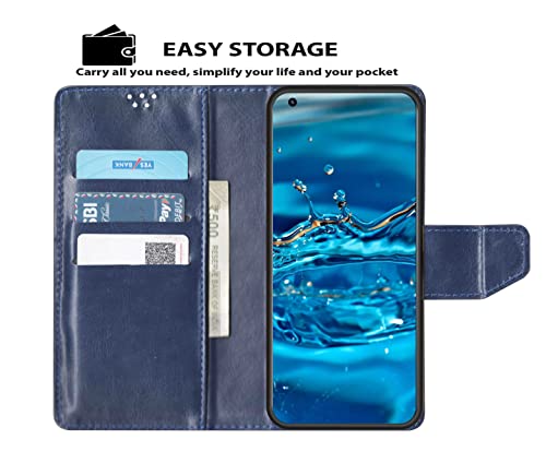 Image of SBMS Flip Cover Back Case Cover for Vivo Y27 with Magnatic Closure | Inbuilt Stand | Card & Money Pocket (Blue)