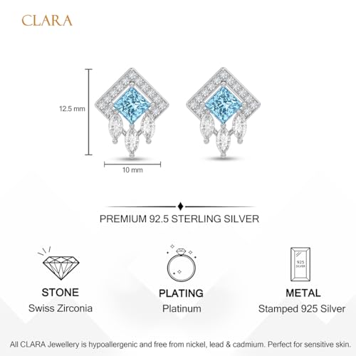 Image of CLARA 925 Sterling Silver Stud Earrings | Platinum Plated | Daily Wear |Gift for Women and Girls