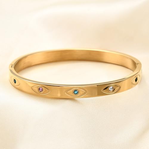 Jude Jewelers Stainless Steel Open Clasp Evil Eyes Birthstone Bangle Bracelet4