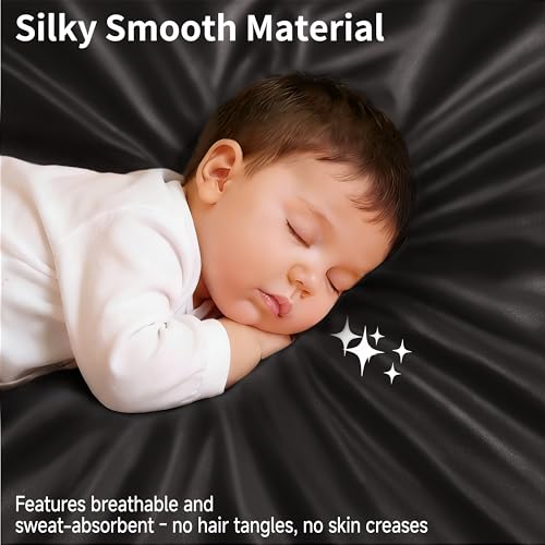 Image of Pro Goleem Satin Bassinet Sheet Great for Baby Hair Soft Silk Feeling Sheet for Cradle or Bassinet Pad&Mattress for Boys and Girls Gift for Newborn and Infant Black