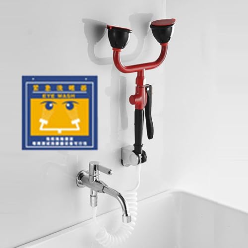 Lave-yeux d'urgence sur robinet pour rincer les yeux après projections