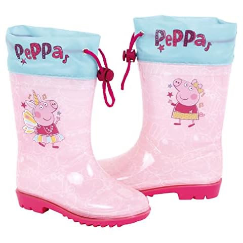 Peppa Pig Wellington Boots | Peppa Pig Wellington Boots for Girls | Peppa Pig Water Boots with Non-Slip Sole and Drawstring Closure, pink, 10 UK Child Cover
