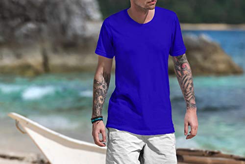 Miracle TM Neon Color High Visibility Athletic Sport Shirt - Mens Adult Blue Wicking Running T Shirt (XL) - Thumbnail 5