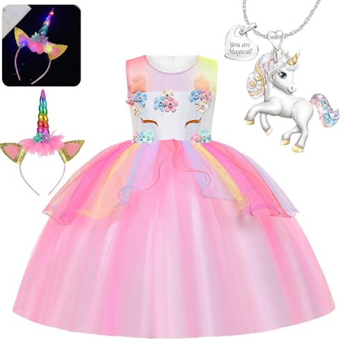 YOUYIKE Prinzessin Kostüm, Kinder Kleid 3-teiliges Set, Mädchen...