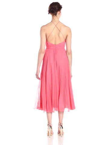 Watch Jill Jill Stuart Women's Midi Pleated Halter Dress on Amazon Live