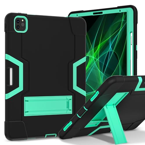 Coque iPad 12.9 antichoc avec béquille intégrée noire et verte