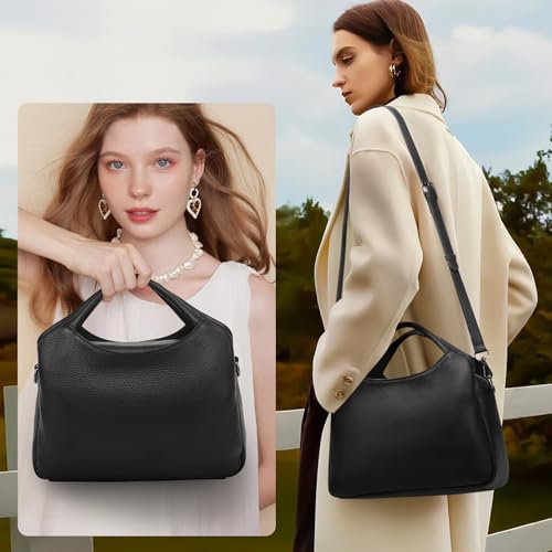 KOGTLA Genuine Leather Purses for Women, Crossbody Shoulder Bags with Top-Handle, Tote Satchel Handbags2