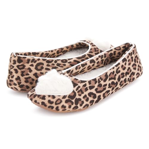 Floopi House Slippers for Women, Women’s Zoe Heart Ballerina Slippers, Women Slippers Cozy Memory Foam with Indoor & Outdoor Anti Skid Sole…