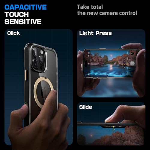 SUPCASE for iPhone 16 Pro Case with Camera Control Capture Button (Unicorn Beetle Mag Stand), [Compatible with MagSafe] Slim Protective Magnetic Phone Case for iPhone 16 Pro 6.3'' 2024, Black/Gold