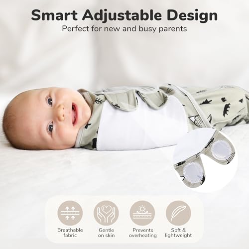Image of Mama Cheetah Organic Baby Swaddle Blankets 3 Pack, Easy to Use Adjustable Swaddling Swaddles for 0-3 Months Boy Girl Newborn Essentials, Grey