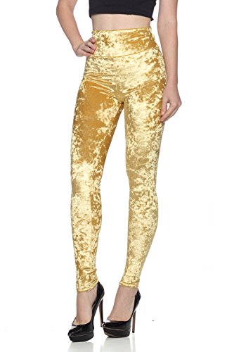 Womens J2 Love Velvet High Waist Leggings Large Crushed Gold