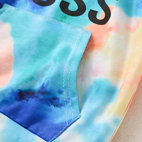 Unisex Toddler Tie Dye Hoodie Velvet Tracksuit Long Sleeve Sweatshirt Top Baby Boy Girl Fall Winter Clothes (White Blue, 3-4 Years) #TOP6