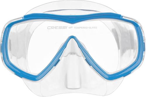 Cressi Estrella Jr - Maske zum Tauchen und Schnorcheln, Transparent/Blau, Einheitsgröße, Kinder Unisex