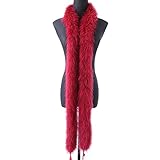 FEARAFTS 2 Yards Fluffy Marabou Feathers Boa Halloween Crafts Wedding Home Decoration 50 Grams (Burgundy)