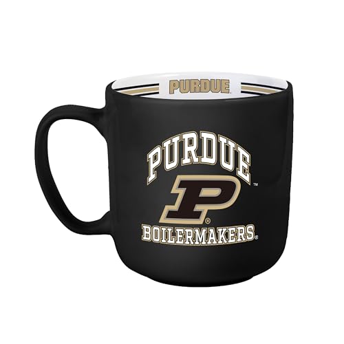 Image of Logo Brands NCAA Purdue Boilermakers 15 oz Stripe Coffee Mug - Vintage Team Logo, Inside Print & Stripes, Microwave & Dishwasher Safe- Great Gift For Fans & Alumni