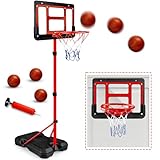Kids Basketball Hoop with Stand, Adjustable Basketball Set, Toddler Basketball Toys for Boys Age 3 4 5 6 7 8, Indoor Outdoor Backyard Sport Game Gifts