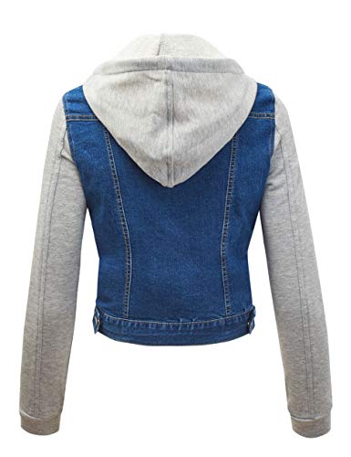 FASHION BOOMY Women's Classic Denim Jean Jacket - Cropped Long Sleeve Outerwear - Regular and Plus Sizes Large H-Med - Thumbnail 4