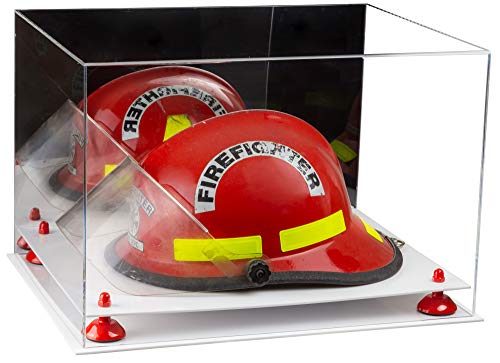 Better Display Cases Versatile Acrylic Display Case - Large Rectangle Box with Mirror, Red Risers and White Base 18