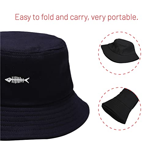 Image of Cotton Bucket Hat for Women Men Summer Travel Sun Beach Bucket Cap, Unisex Outdoor Fisherman Hat