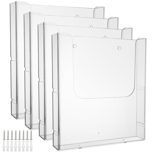 VIDETOL 4 Pièces Porte Document A4, Porte Revue Mural, Transparent Porte Brochure, Banette Acrylique pour Bureau, Hôtel, Restaurant