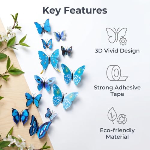 12 stickers decorativos de mariposas 3D miniatura 4