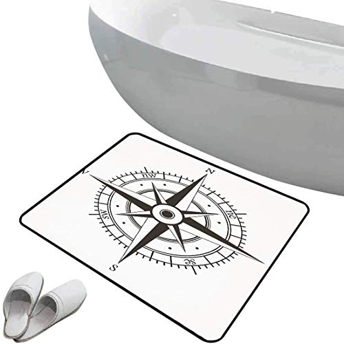 Fußmatte rutschfester Badteppich Kompass-Dekor Gummi rutschfeste Bodenmatte Wind Rose Old Fashion Navigationsgeräte Orientierungslauf Illustration