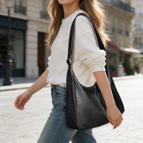 Bolso Hobo para mujer de cuero vegano y bandolera plegable miniatura 2