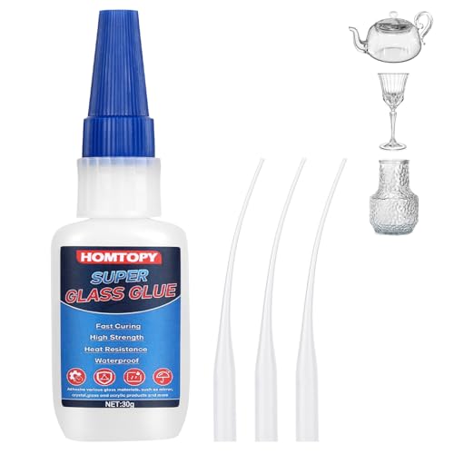 NUTKIT Superglue Extra Fuerte para Cristal 30g, 1 Unidad de Pegamento al Óleo de Alta Resistencia con un Gotero Fino, Pegamento Fuerte Instantáneo, para Jarrones de Cristal, Espejo de Cristals, Taza