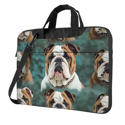 Sacoche ordinateur bouledogue anglais rembourrée et étanche avec fermeture éclair renforcée