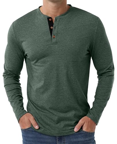 Sailwind Men's Henley Shirts Long Sleeve Cotton Button T-Shirt Casual Stylish Classic Pullover Shirt with Pocket2