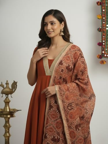 Image of Leriya Fashion Anarkali Kurta and Pant with Dupatta Set for Women | 3-Piece Printed Anarkali Kurti Set | Ethnic Festive & Office Suit for Women | Traditional Kurta Sets for Woman