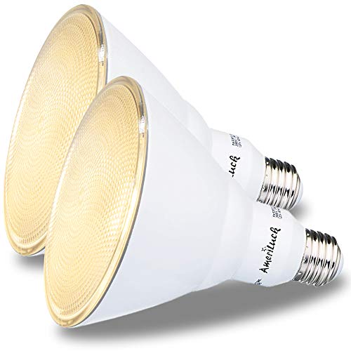 AmeriLuck 3000K Warm White Outdoor PAR38 LED Flood Light Bulb, 90W Equiv. 13W Non-Dimmable (2 Pack)