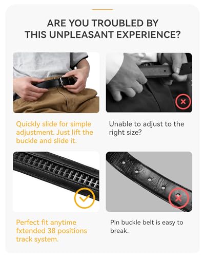 Image of CHAOREN Click Belts for Men 2 Pack - Mens Ratchet Leather Belt 1 3 /8 inch for Dress and Casual - Micro Adjustable Belt Fit