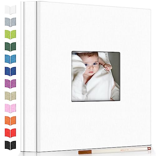 Image of Artfeel Photo Album Self Adhesive Scrapbook Album for 3x5 4x6 5x7 8x10 Pictures,60 Pages Linen Cover with Display Window DIY Photo Book,Ideal Gifts for Family Travel Wedding Baby