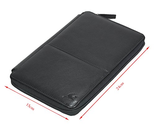 Image of HORNBULL Black Leather Travel Document Holder | Leather Passport Holder | Travel Organiser