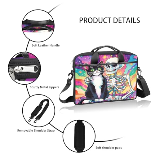 Bolsa para portátil 15 pulgadas diseño esqueleto gato miniatura 4