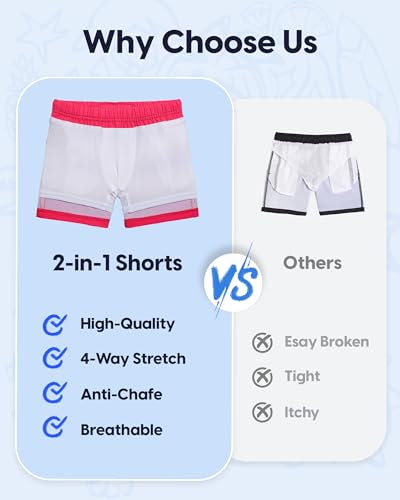 Image of maamgic Boys Swim Trunks with Compression Liner Quick Dry Swim Shorts Anti-Chafe Boy Bathing Suit