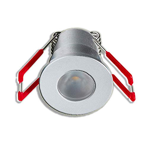 Mini foco LED empotrable de 3 W, 3000 K, blanco cálido, regulable, aluminio, IP65, resistente al agua, iluminación interior y exterior (plata, individual con fuente de alimentación)