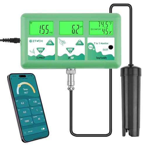 pH Monitor Hydroponic Continuous 7 in 1 EC pH TDS CF ORP Monitor ...