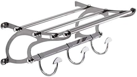 Medium Size Paris Brushed Satin Nickel Towel Rack Hotel Train Rack - Shelf Hooks