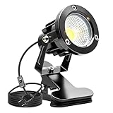 WIYETY Spot LED à pince : boîtier en aluminium, lampe de jardin étanche IP65 avec interrupteur, éclairage de jardin pour intérieur et extérieur, cour, pelouse (lumière blanche froide)