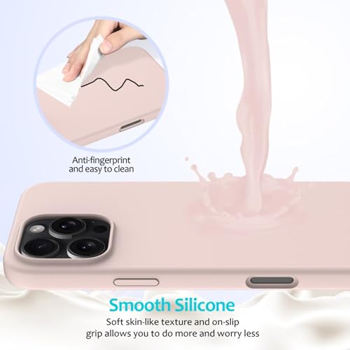 Image of FIRST MART Silicone Back Case for iPhone 16 Pro, Soft-Touch Phone Back Cover for Apple iPhone 16 Pro - Rose Pink