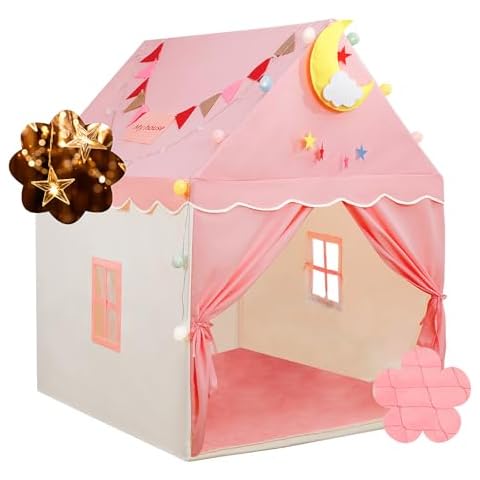 Kid Tent with Padded Mat, Star Lights - Kids Play Tents for Toddlers Kids Tents Indoor Playhouse - Princess Tent for Girls Toy House Gift - Pink, 47x40x51 Cover
