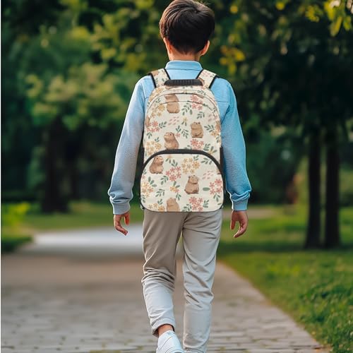 Cute Girls Backpack Set Cute Capybara School Backpacks for Girls Schoolbag Sets with Lunch Box Water Bottle Sleeve Bag Casual Lightweight Daypack for School2