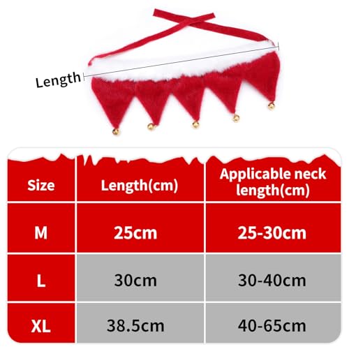 Weihnachtskostüm Hunde Katzen, Weihnachten Hundekostüm Halsband mit Glöckchen Weihnachts Kostüm Halsbänder, Rot Hundehalsband Schal Outfit Geschenk für Klein Mittlere Groß Hund Katze Welpen (M)